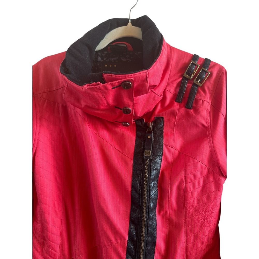 Vintage Obermeyer‎ Hot Pink Woman's Size 6 Ski Jacket Faux Leather Accents Retro - Picture 3 of 16